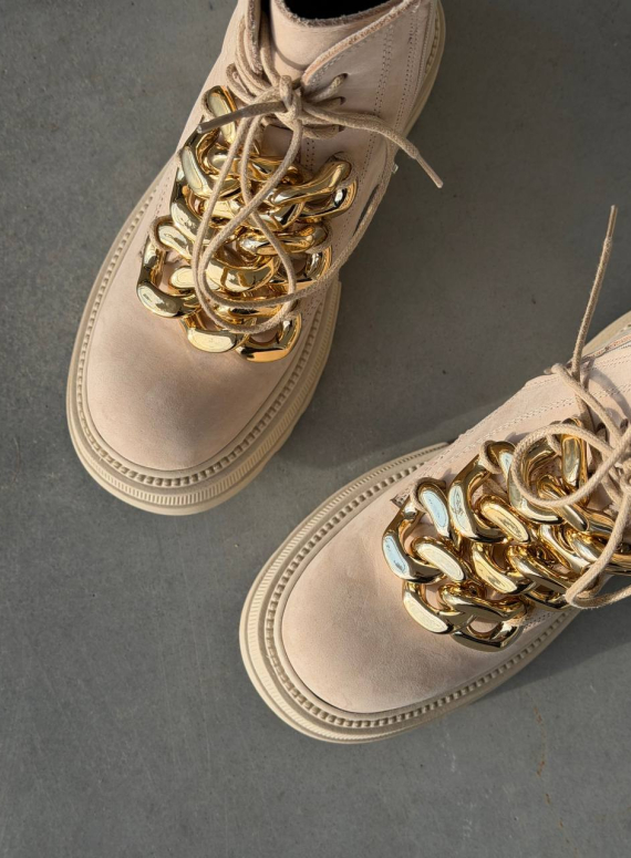 Жіночі Зимові шкіряні черевики з натуральним хутром, світло-бежеві (євро зима) Step