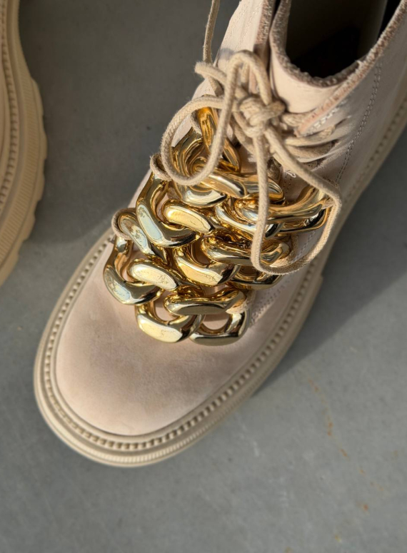 Жіночі Зимові шкіряні черевики з натуральним хутром, світло-бежеві (євро зима) Step