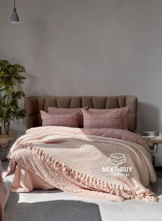 Эксклюзивное постельное белье Limasso Kristal Pale Mavue 200x220 из вареного хлопка