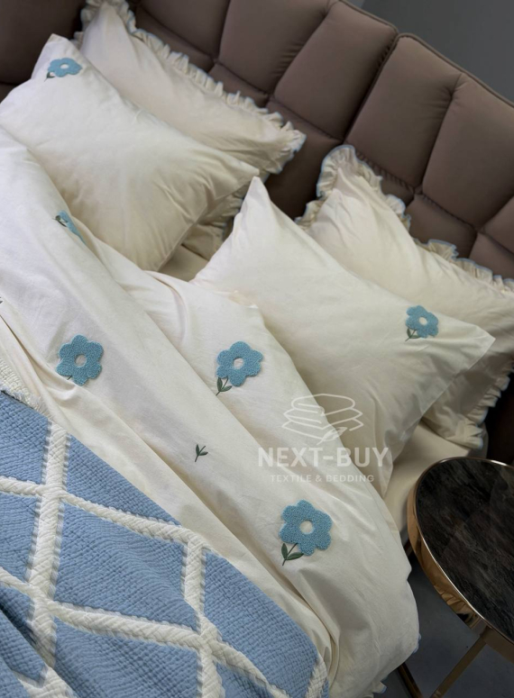 Постільна білизна Saheser Florita mint євро 200х220 з вишивкою