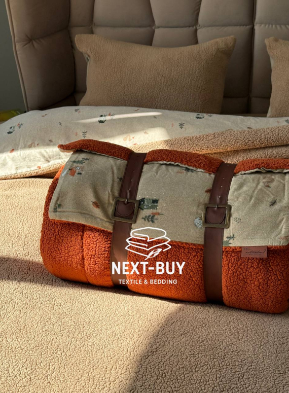 Зимовий комплект постільної білизни двосторонній Wooden Kahve євро Туреччина