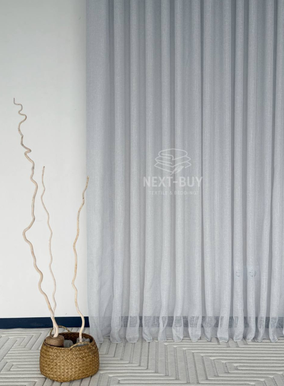 Тюль сірий льон однотоний Linen Grey Breeze Туреччина