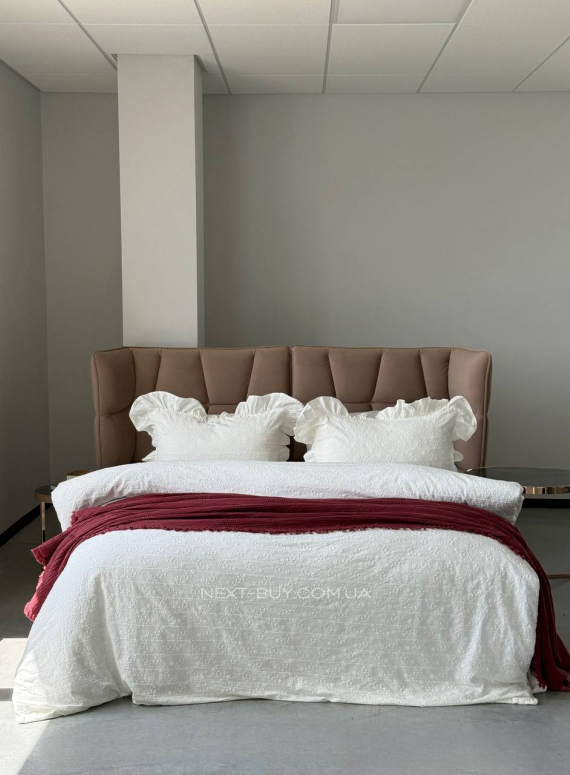 Постільна білизна з простирадлом на резинці Resital White євр жакард, варена бавовна