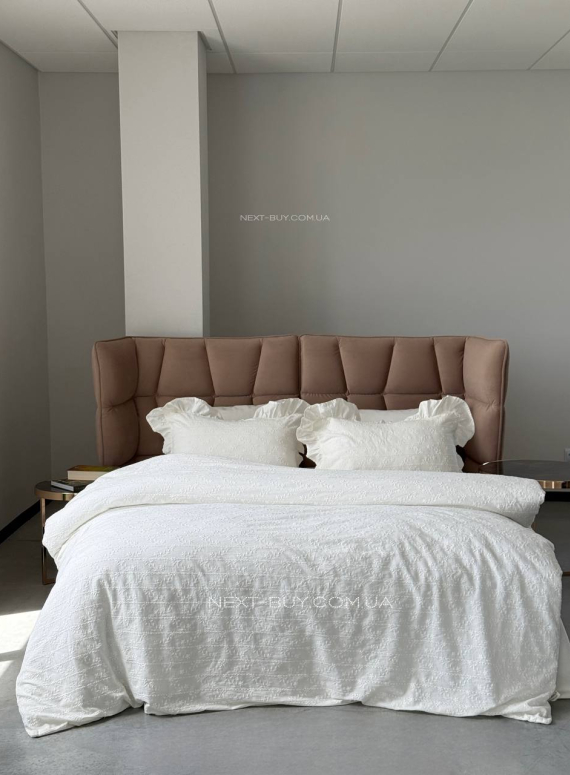 Постільна білизна з простирадлом на резинці Resital White євр жакард, варена бавовна