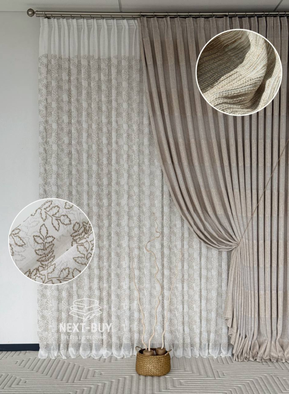 Фактурна тюль-штора Milano Harmony Coffee & Beige Італія