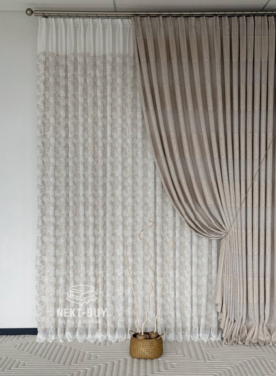 Фактурна тюль-штора Milano Harmony Coffee & Beige Італія