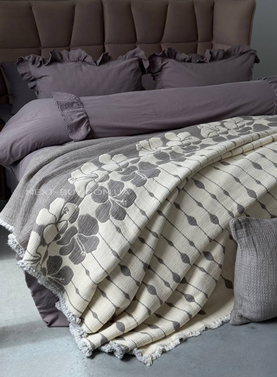 Муслінове покривало з наволочками Saheser Sole Gri євро Туреччина