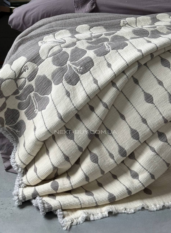 Муслінове покривало з наволочками Saheser Sole Gri євро Туреччина