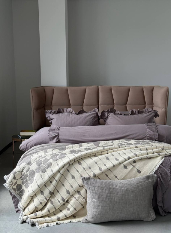 Муслінове покривало з наволочками Saheser Sole Gri євро Туреччина