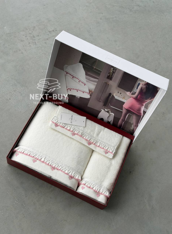Maison D’or Ruffle Love Ecru-Pink - премиальный набор полотенец с рюшами (100% хлопок, Турция)