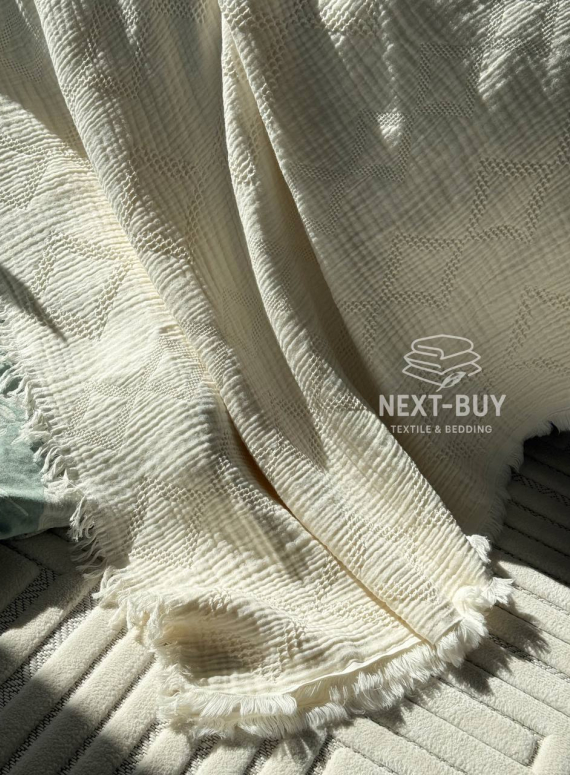 Муслінове покривало Saheser Oscar krem  євро Туреччина