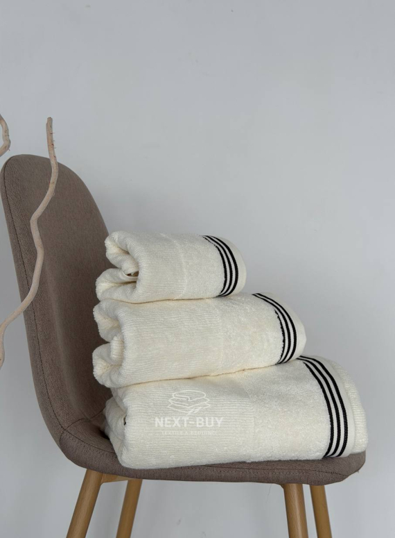Набор махровых полотенец Puraligne Cream Soft Cotton Maison D’or | кремовый | 100% хлопок | 3 полотенца Premium Gift Set