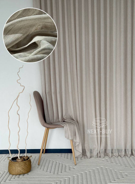 Тюль Coffee Glow Lurex – коричневий льон з люрексовою ниткою Туречинна