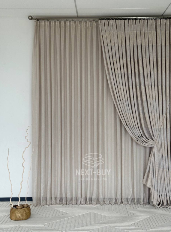 Тюль Coffee Glow Lurex – коричневий льон з люрексовою ниткою Туречинна