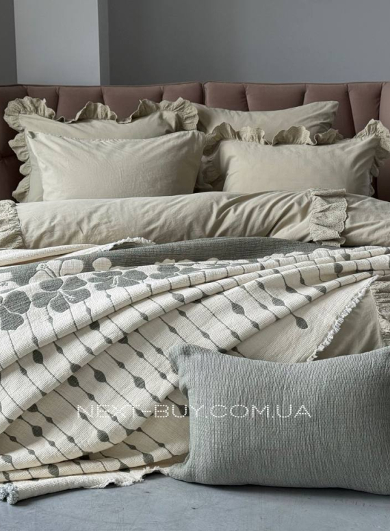 Муслінове покривало з наволочками Saheser Sole Haki євро Туреччина