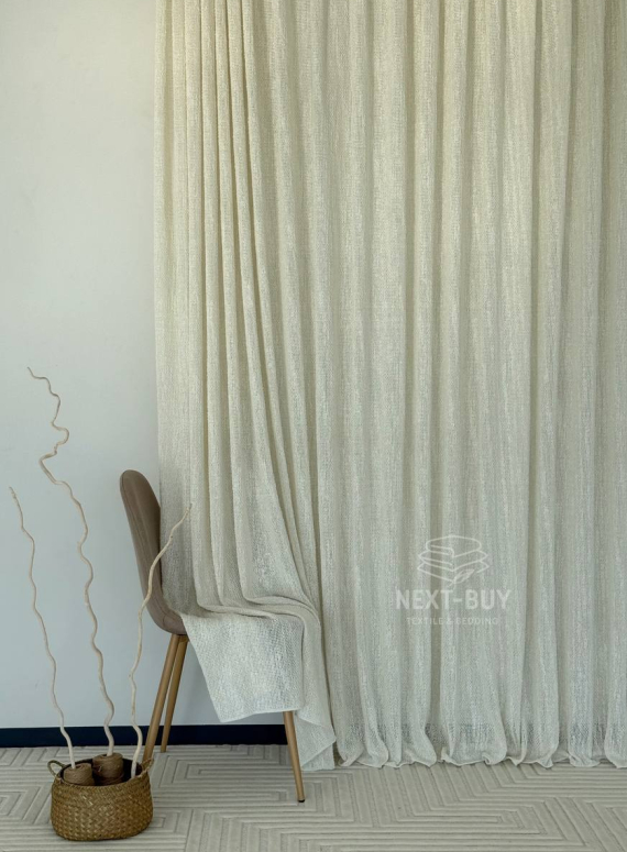 Тюль Boho Cream Linen Flow – фактурний льон-сітка (Італія)