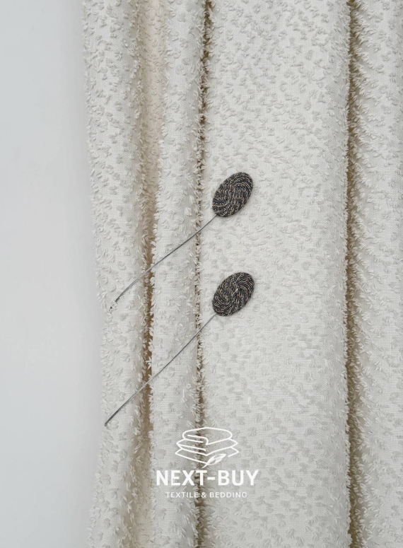 Магніт-підхват для штор овальний на тросі, сірий з бежевим Туречинна