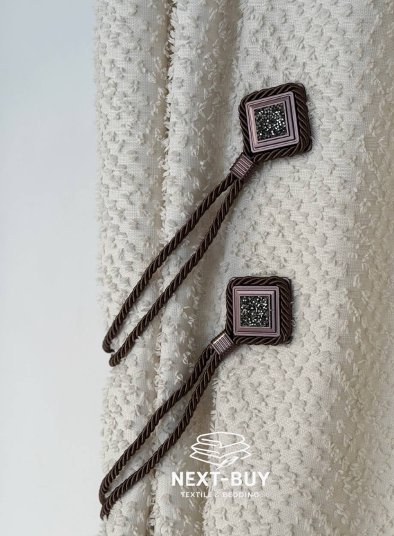 Магнітний підхват для штор на тросі з декоративною брошкою, шоколадний Туречинна