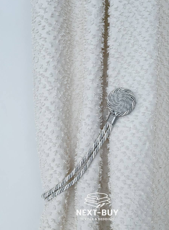 Магнітний підхват для штор сірий з круглою брошкою Туречинна