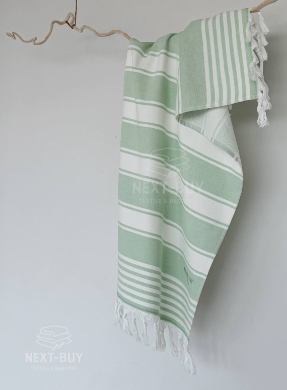 Рушник з китицями Maison D’or Primavera Beach Green White 50×100 см жаккард, махра бавовна Туреччина