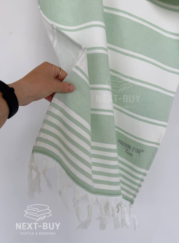 Рушник з китицями Maison D’or Primavera Beach Green White 50×100 см жаккард, махра бавовна Туреччина