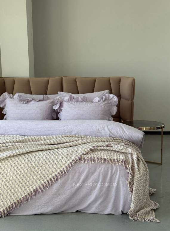 Постільна білизна з простирадлом на резинці Resital Lilac євро жакард, варена бавовна