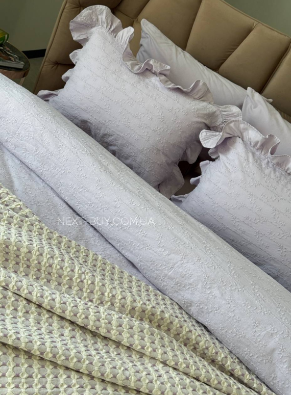 Постільна білизна з простирадлом на резинці Resital Lilac євро жакард, варена бавовна