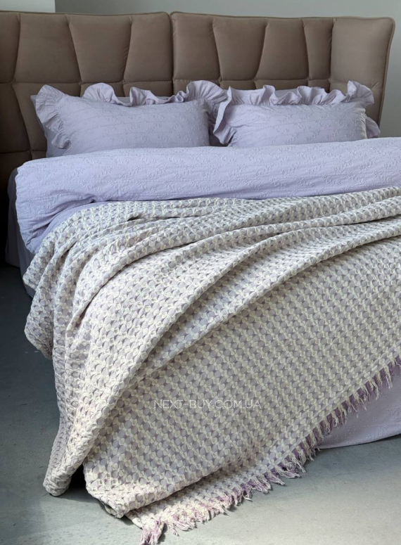 Постільна білизна з простирадлом на резинці Resital Lilac євро жакард, варена бавовна