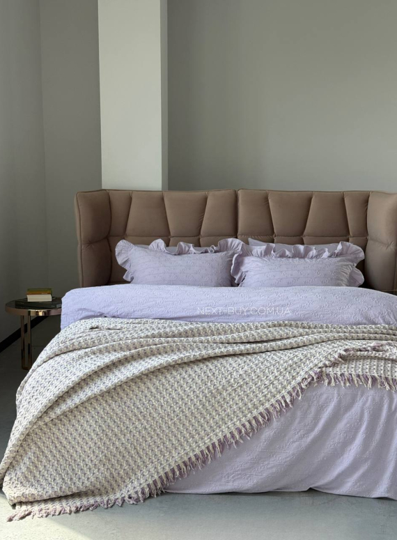 Постільна білизна з простирадлом на резинці Resital Lilac євро жакард, варена бавовна