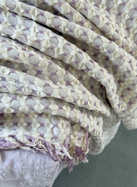 Легкий плед жатка з бахромою Maison D'or Paris Melodia фіолетовий 220х240