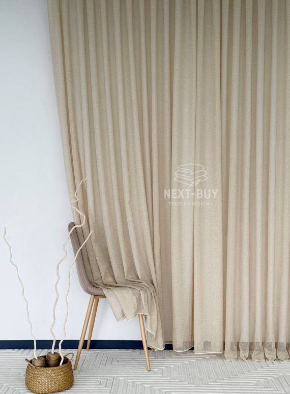 Бежевий тюль з льону Beige Cloud Veil Туреччина