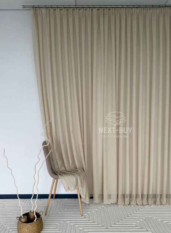 Бежевий тюль з льону Beige Cloud Veil Туреччина