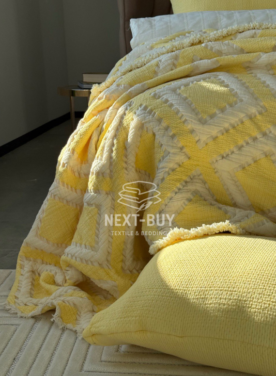 Муслінове покривало з наволочками Saheser Sonia krem-yellow євро Туреччина