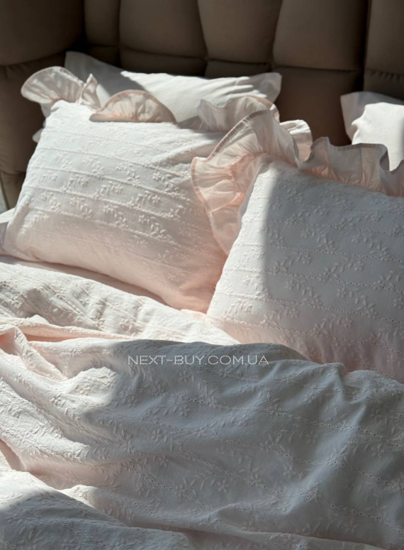 Постільна білизна з простирадлом на резинці Resital Pudra євро жакард, варена бавовна