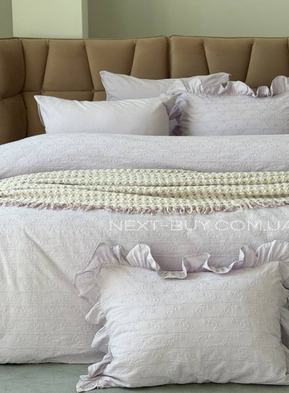 Постільна білизна з простирадлом на резинці Resital Pudra євро жакард, варена бавовна