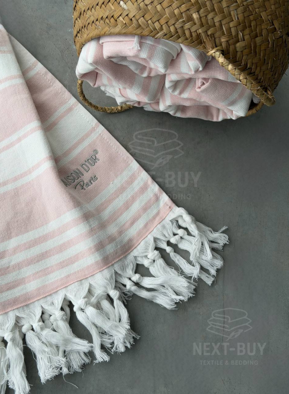 Рушник-пештемаль Maison D’or Primavera Beach Rose White 40×70 см | 100% бавовна, махра + жаккард, Туреччина