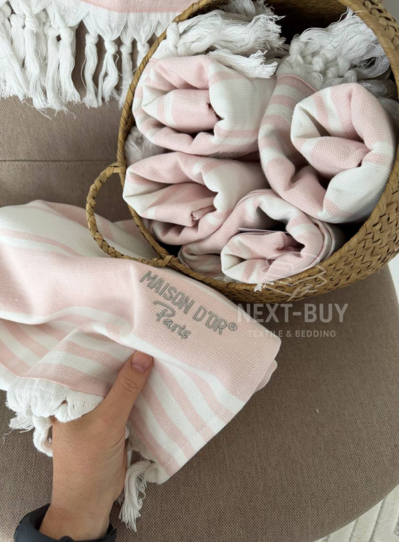 Рушник-пештемаль Maison D’or Primavera Beach Rose White 40×70 см | 100% бавовна, махра + жаккард, Туреччина
