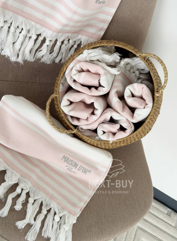 Рушник-пештемаль Maison D’or Primavera Beach Rose White 40×70 см | 100% бавовна, махра + жаккард, Туреччина