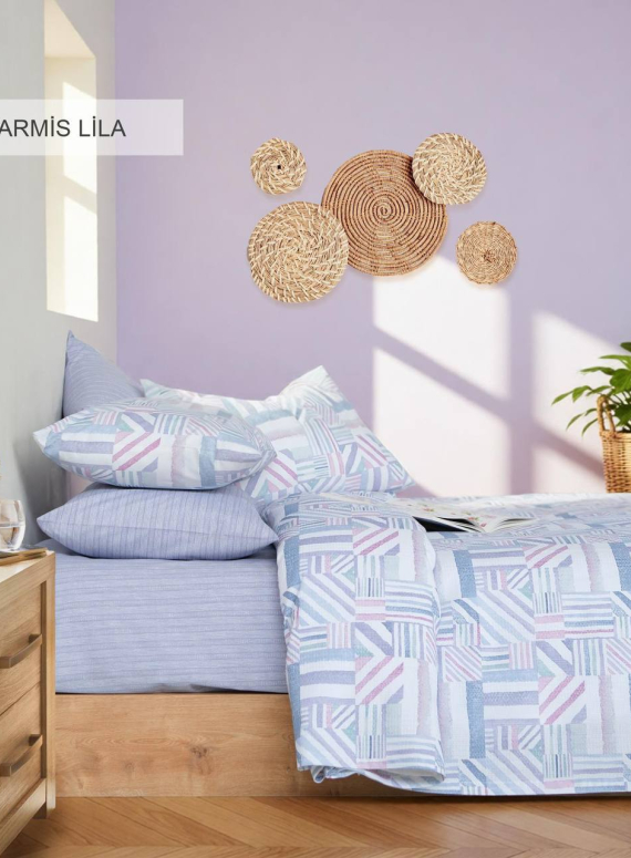 Літній комплект постільної білизни Armis Lila Istanbul з піке | 100% бавовна