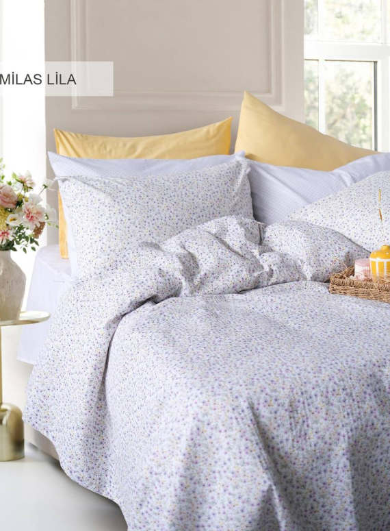Літній комплект постільної білизни Milas Lila Istanbul з піке | 100% бавовна