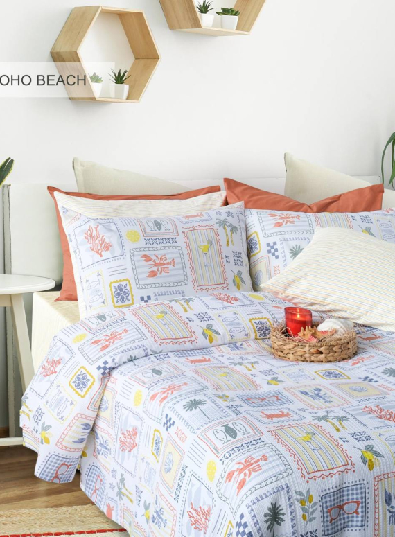 Літній комплект постільної білизни Soho Beach Istanbul з піке | 100% бавовна