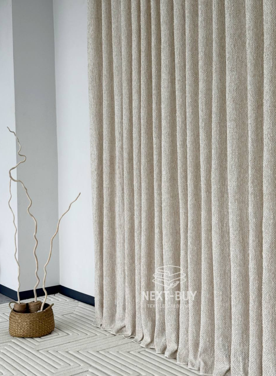 Тюль фактурний льон сітка бежевий Boho Linen Flow Beige-Cream Італія