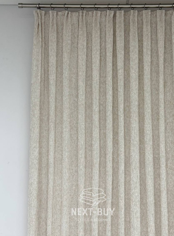 Тюль фактурний льон сітка бежевий Boho Linen Flow Beige-Cream Італія