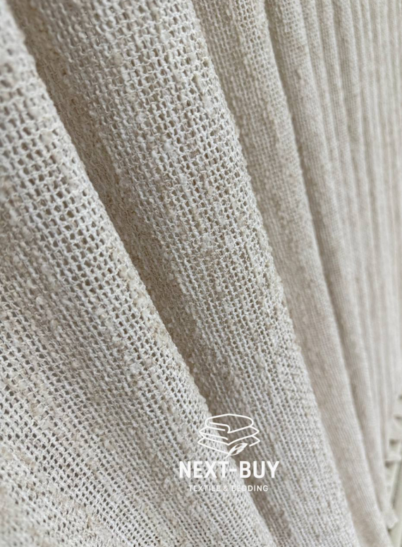 Тюль фактурний льон сітка бежевий Boho Linen Flow Beige-Cream Італія
