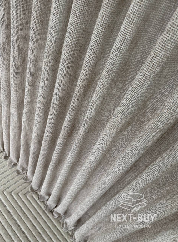 Тюль фактурний льон сітка кавового кольору Boho Linen Flow Woodsmoke Італія