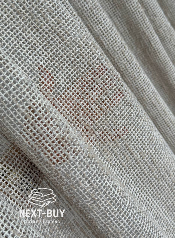 Тюль фактурний льон сітка кавового кольору Boho Linen Flow Woodsmoke Італія