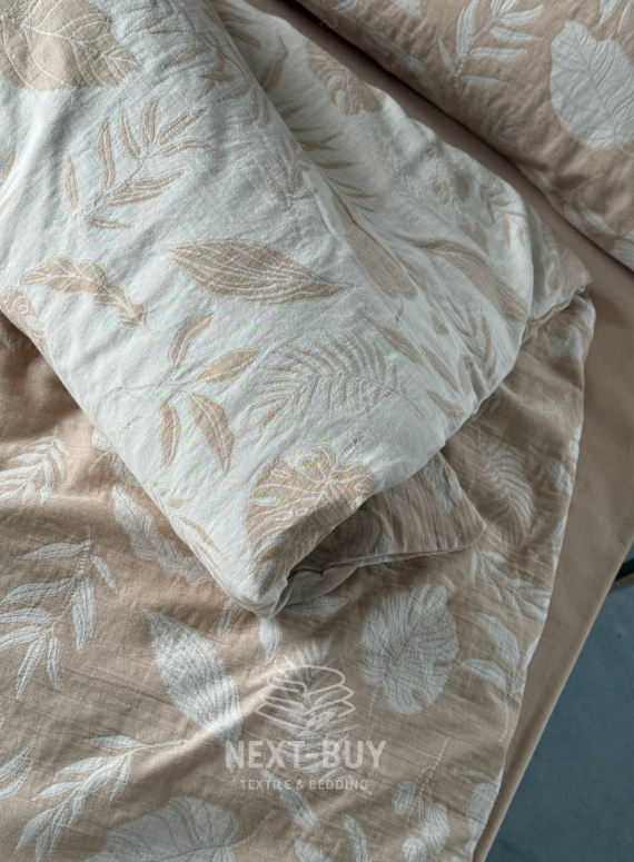 Постільна білизна Saheser Lusso Bej євро 200х220 jacquard