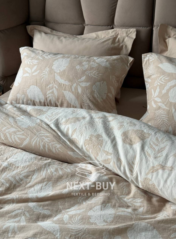 Постільна білизна Saheser Lusso Bej євро 200х220 jacquard