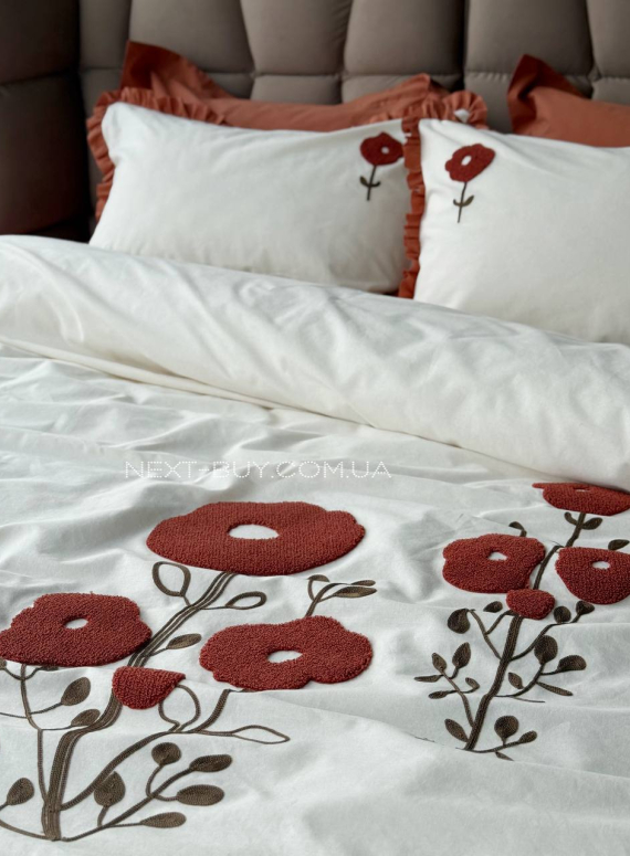 Постільна білизна Saheser Alessa Keremit євро 200х220 з вишивкою