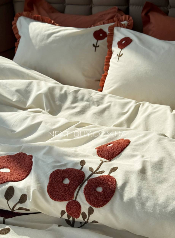 Постільна білизна Saheser Alessa Keremit євро 200х220 з вишивкою